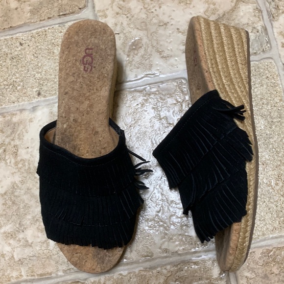 Ugg Kendra Fringe Cork Wedge sandal - Picture 1 of 10